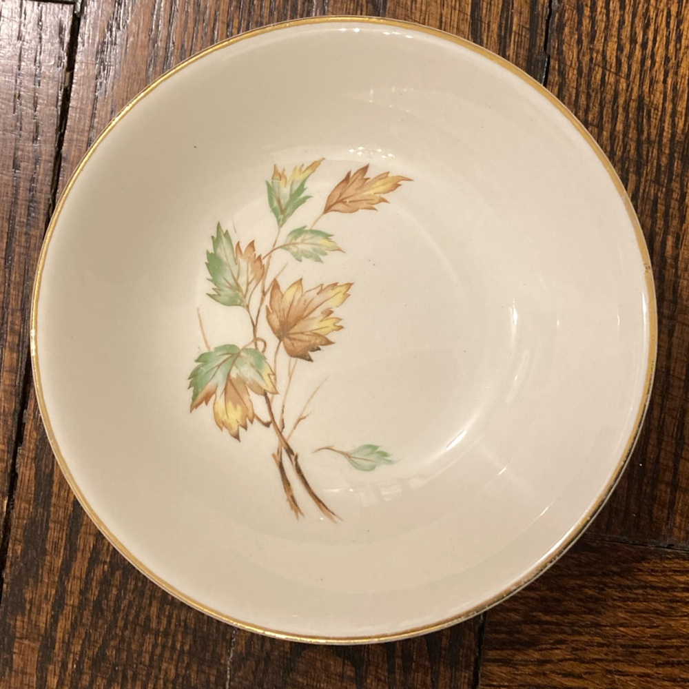 Cream and Green Dinnerware Plate with Nature Design22K Gold Candy Trinket Dish